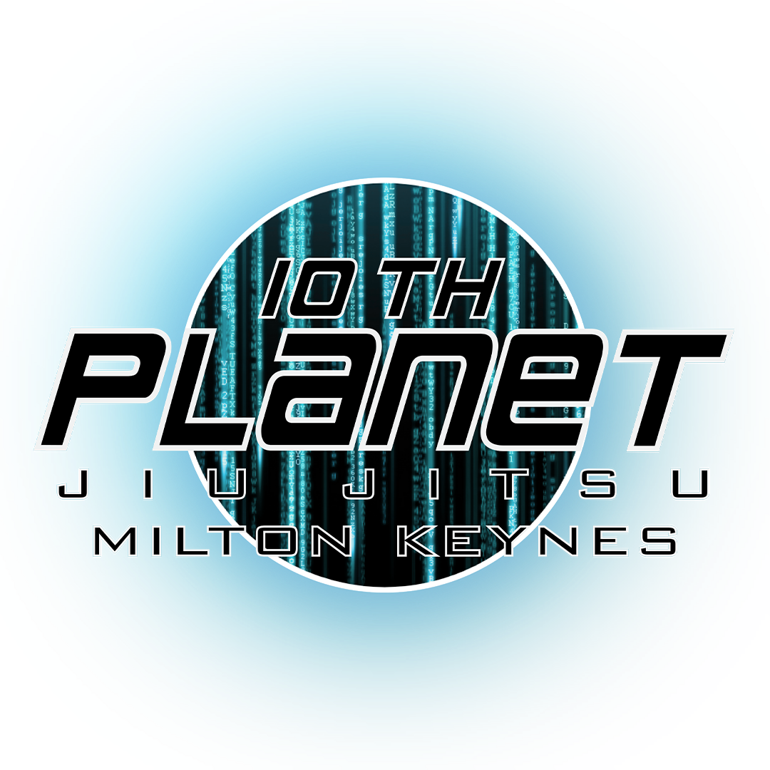 Logo for 10th Planet Jiu Jitsu Milton Keynes with a digital matrix design.