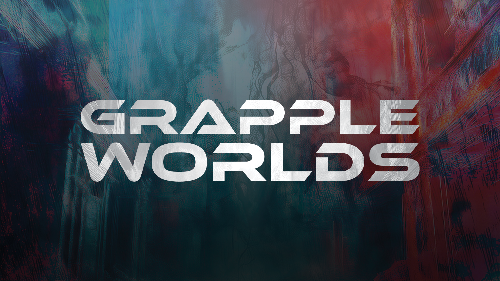Title 'GRAPPLE WORLDS' on a dark, abstract background with blue and red tones.