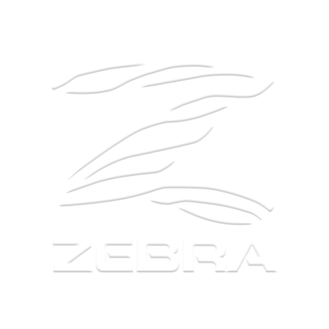 Zebra logo with stylized zebra stripes on a white background